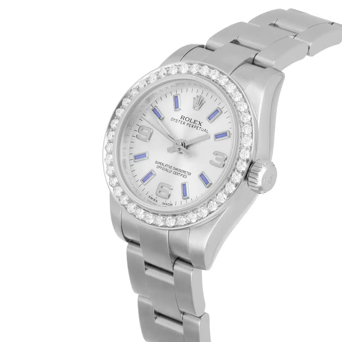 Rolex 26mm OP Silver Dial Stainless Steel Ladies Watch 176200 Diamond Accent – image 3