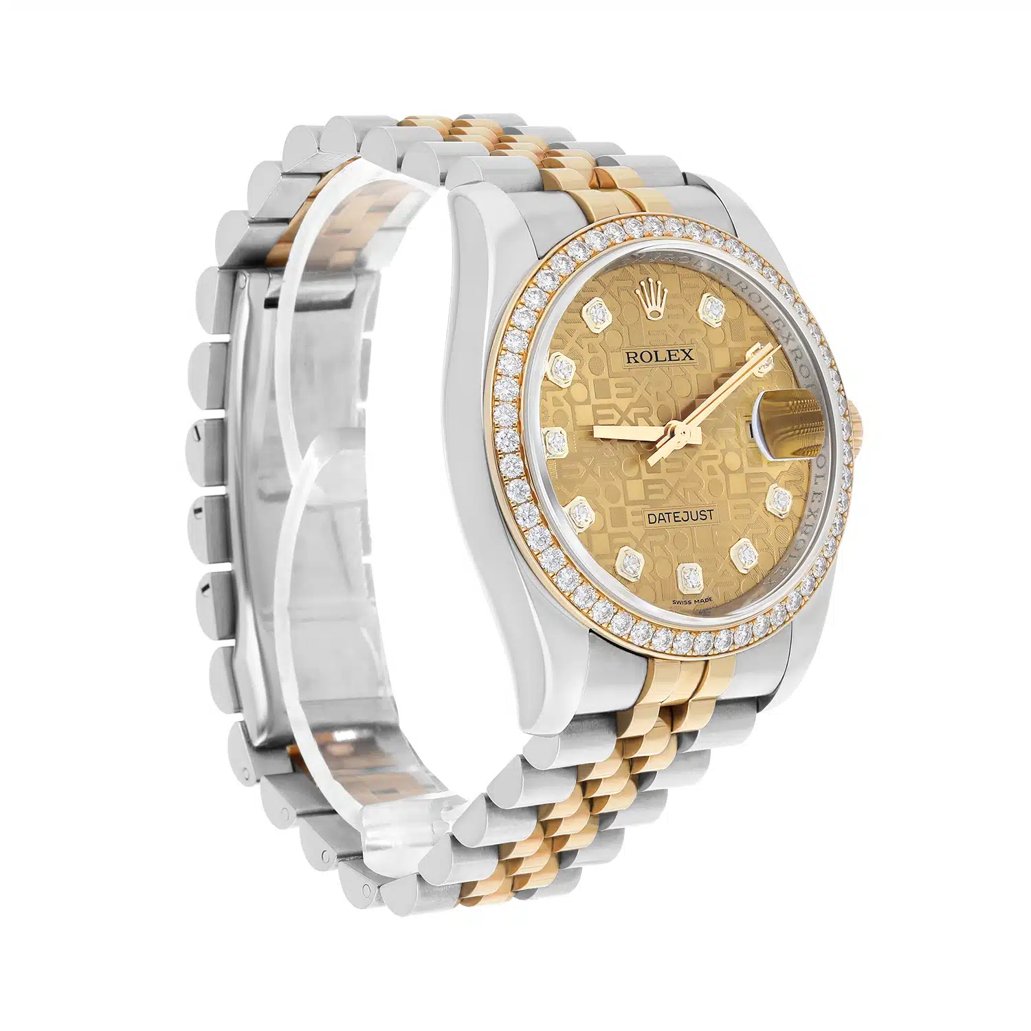 Rolex Datejust 116243 36mm Yellow Gold & Steel Champagne Jubilee Diamond Dial – image 3