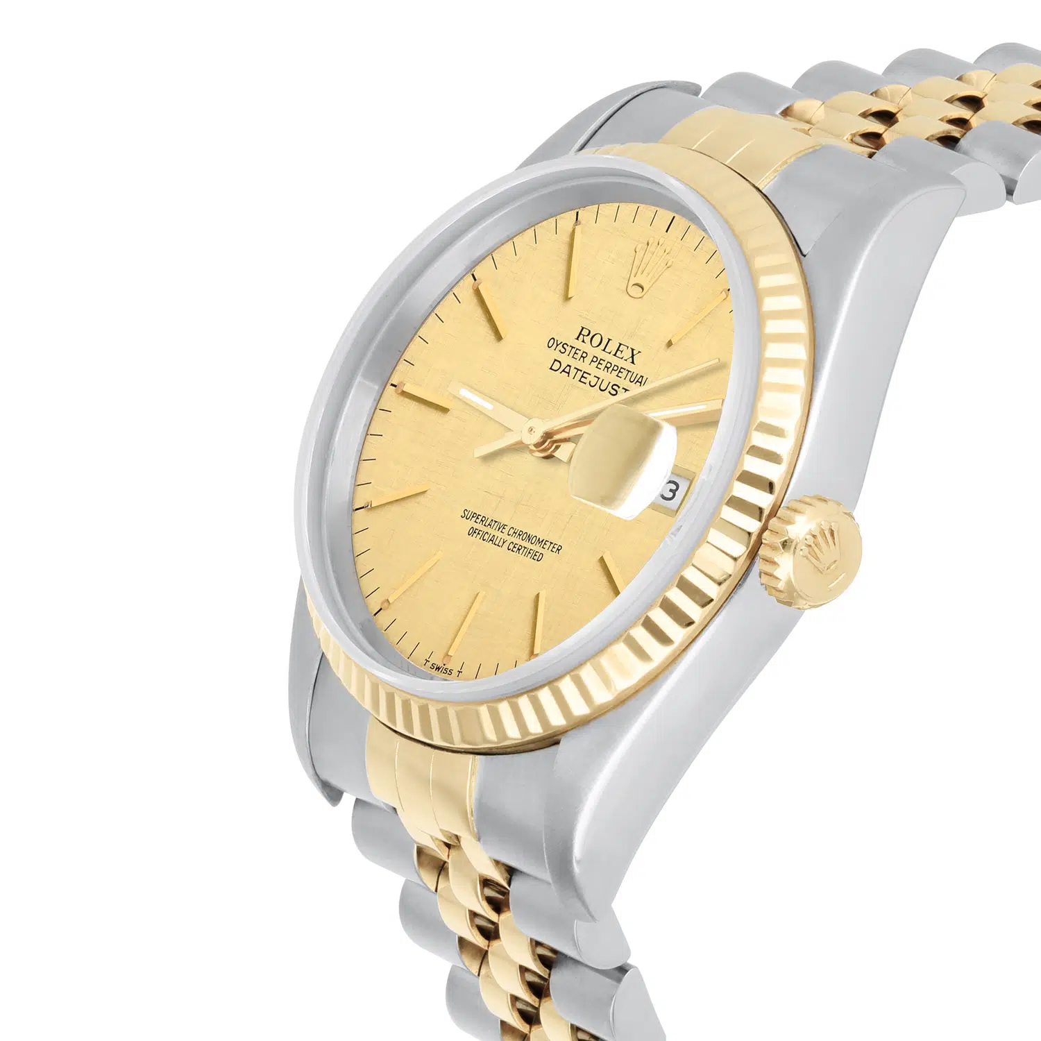 Rolex Datejust 36mm 16233 Two Tone Champagne Linen Dial Jubilee Circa 1997 – image 3