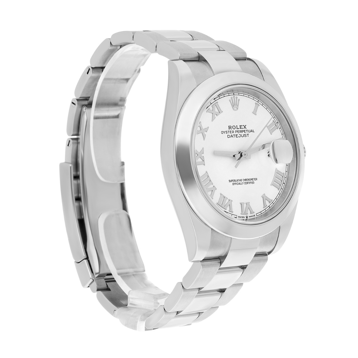 Rolex Datejust 41 126300 Steel White Roman Dial Oyster Band Watch