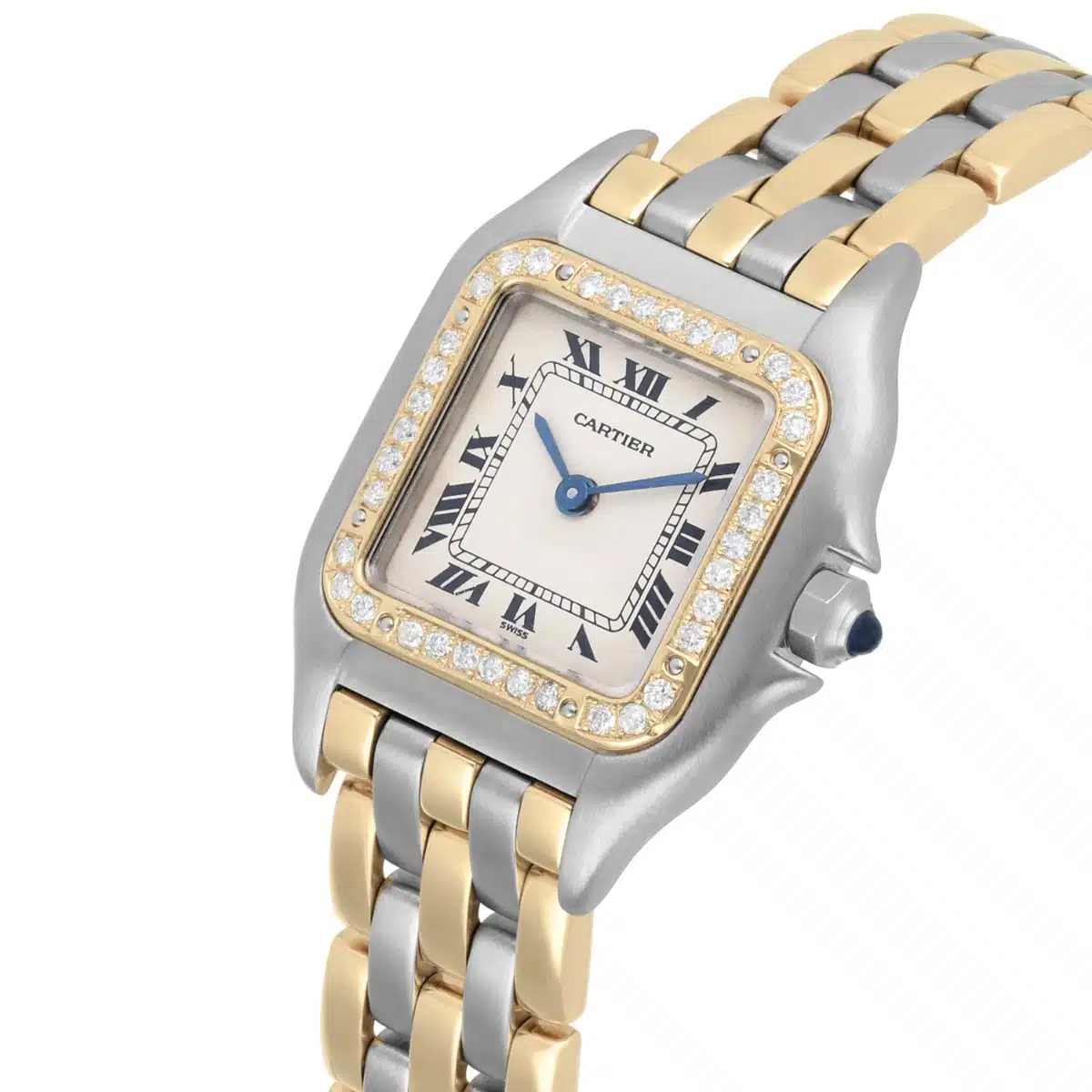 Cartier PANTHERE 1057917 STEEL YELLOW GOLD 3 ROW BRACELET DIAMOND LADIES WATCH – image 3