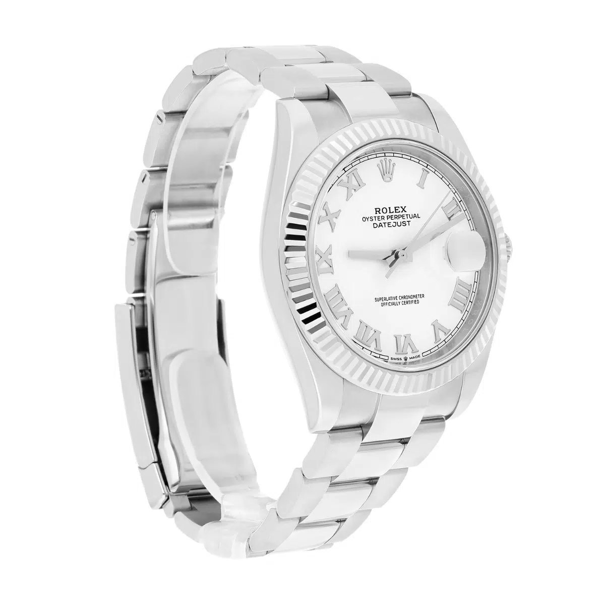Rolex Datejust 41mm 126334 Fluted Bezel White Roman Dial Oyster Bracelet – image 3