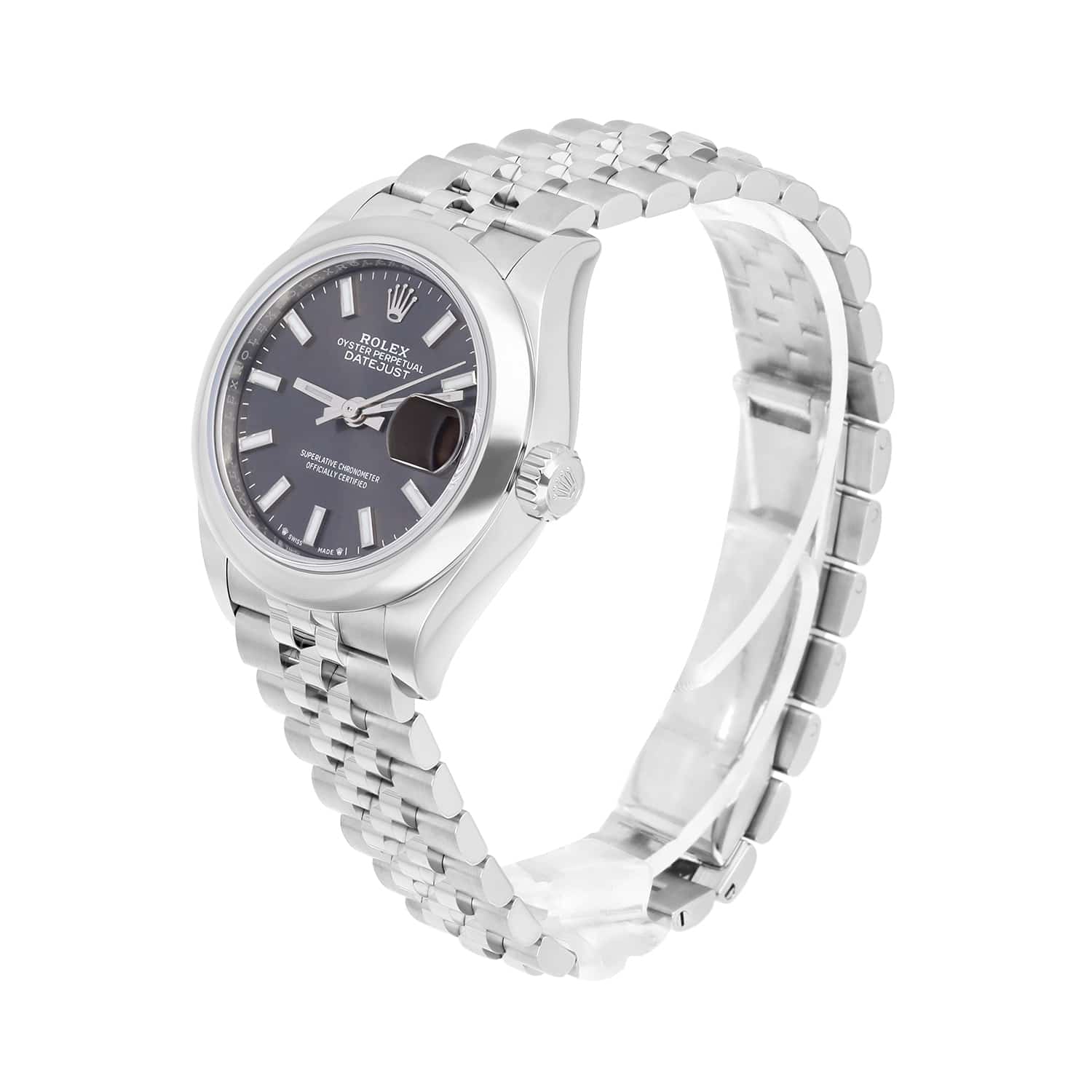 Rolex Lady-Datejust 28 Dark Grey Domed Stainless Steel Jubilee 279160 New 2022