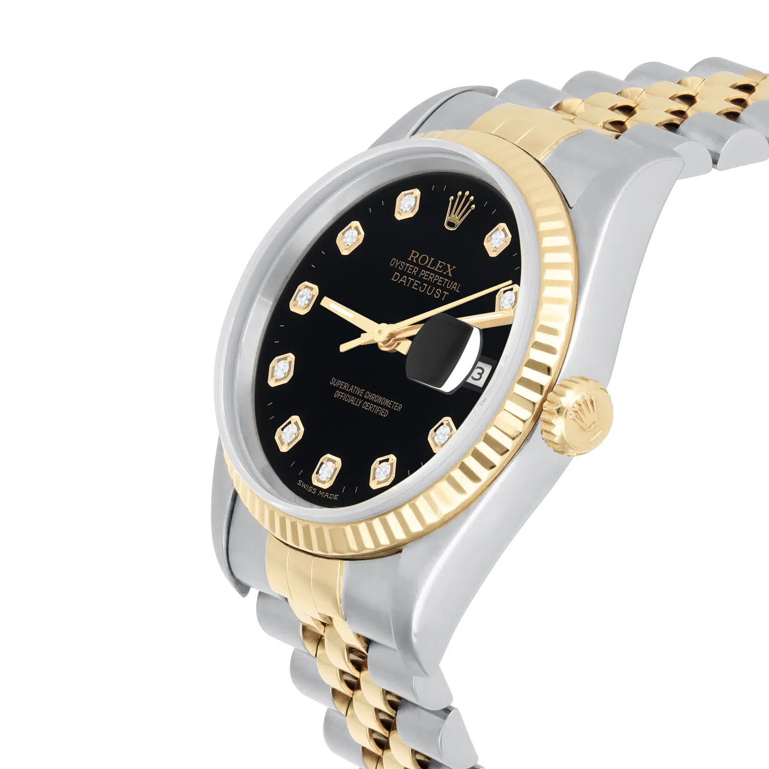 Rolex Datejust 36mm Two Tone Dark Black Diamond Dial Jubilee 16233 Circa - 1993 – image 3