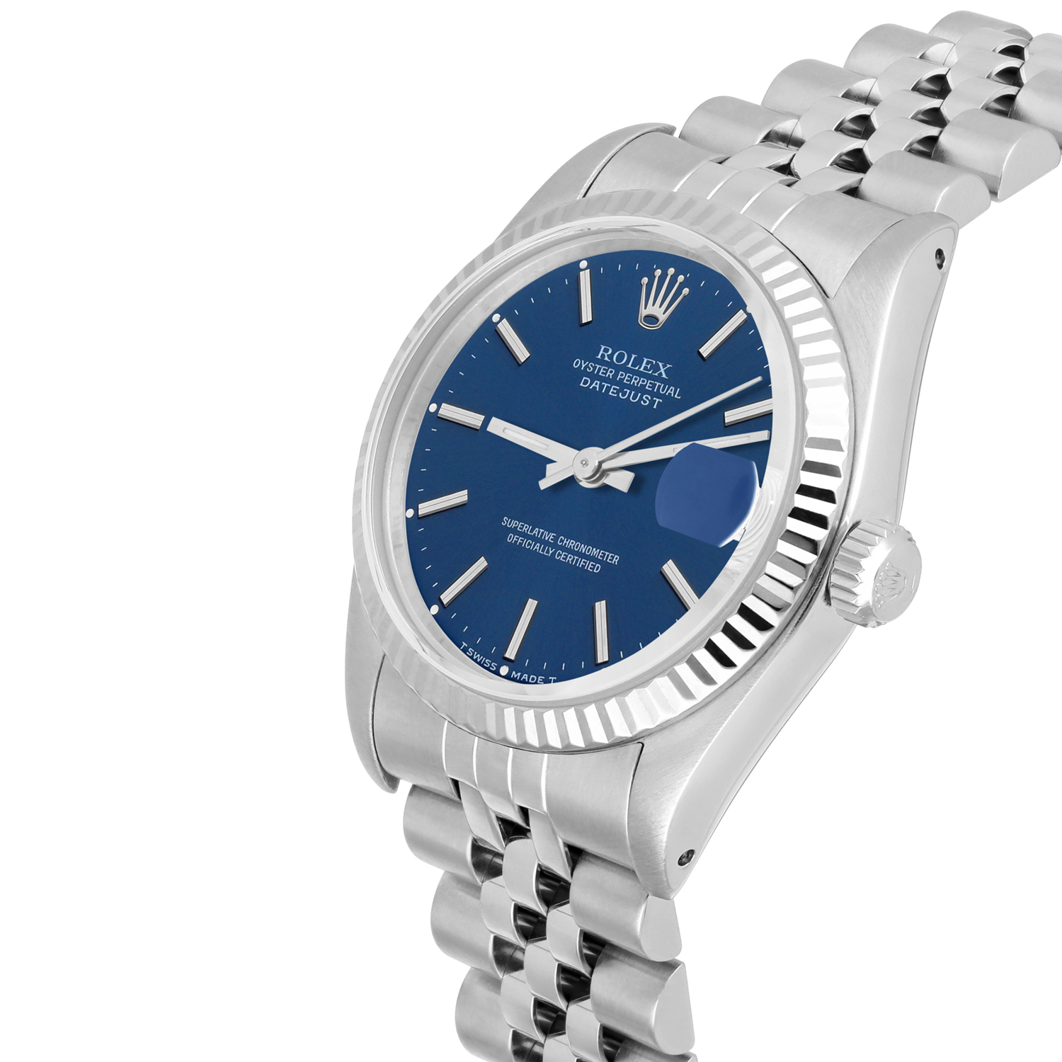 Rolex Datejust 31mm 68274 Blue Stick Dial Stainless Steel Watch W/G Bezel Circa - 1991