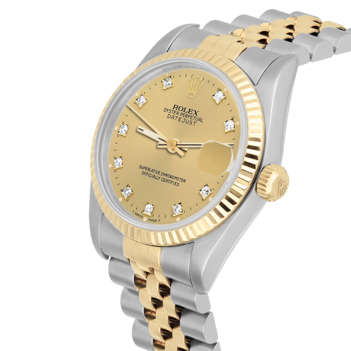 Rolex Datejust 31mm 68273 Champagne Diamond Dial Stainless Steel/Yellow Gold Watch Circa 1995