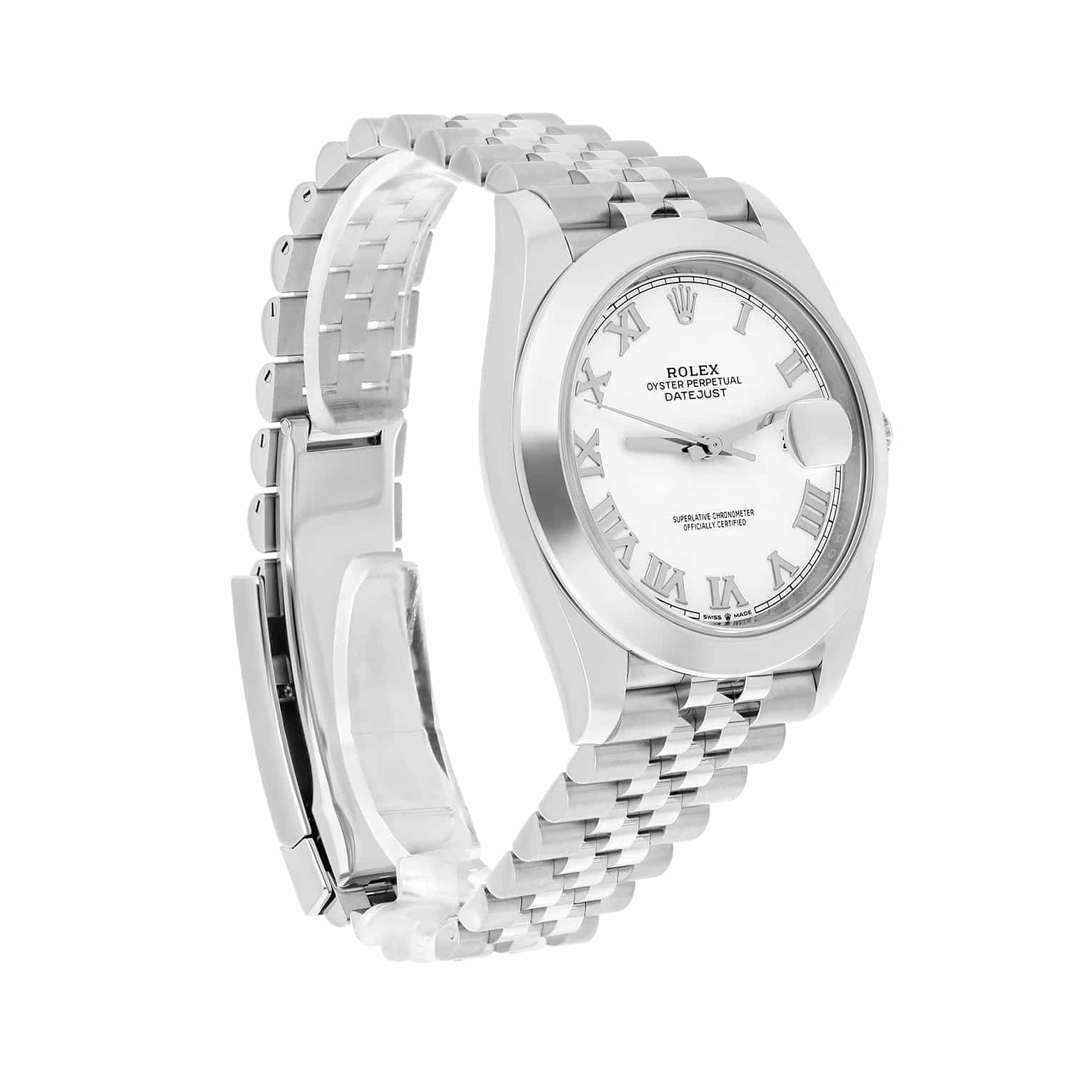 Rolex Datejust 126300-0016 41 Steel White Roman Dial Mens Jubilee Watch Complete