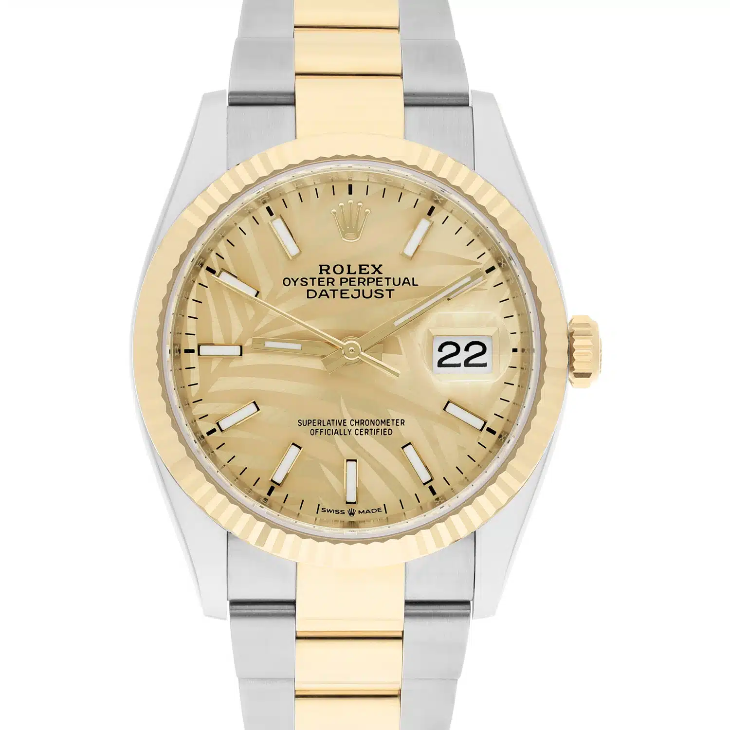 Rolex Datejust 36mm Champagne Palm Dial Oyster 126233-0038 Unworn Watch Complete – image 3