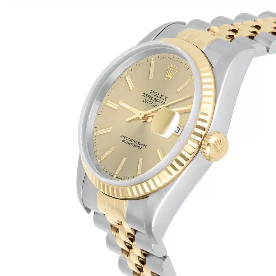 Rolex Datejust 36mm Two Tone Champagne Index Dial Jubilee 16233 Circa 2001 B/P – image 3