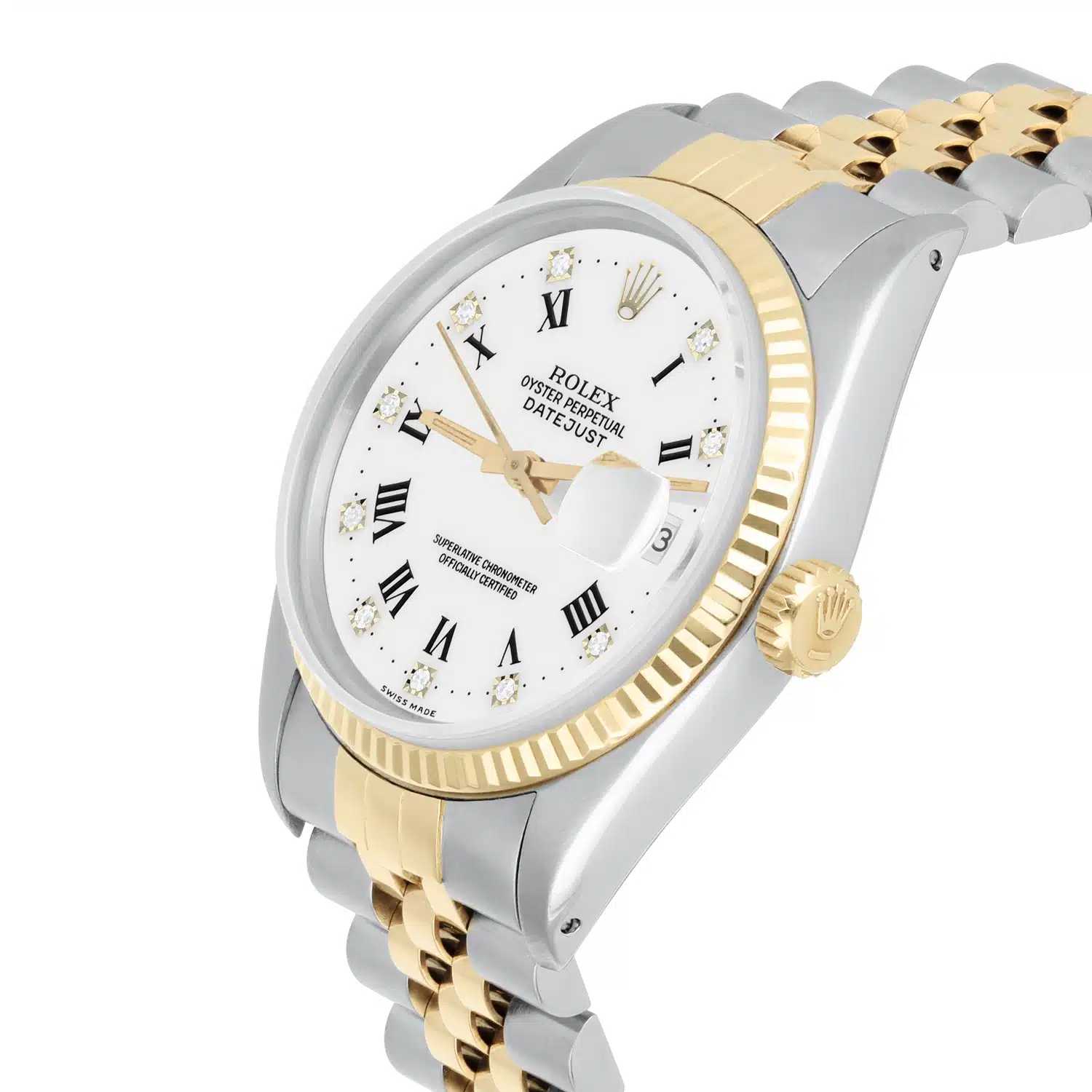 Rolex Datejust 36mm Two Tone White Diamond Dial Jubilee 16233 Circa 1990 – image 4