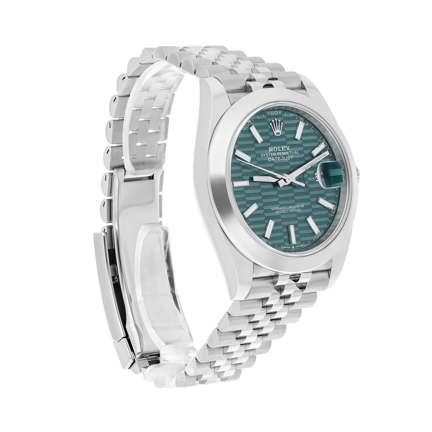 Rolex Datejust 41 126300-0022 Steel Green Motif Index Dial Mens Jubilee Watch Unworn – image 3