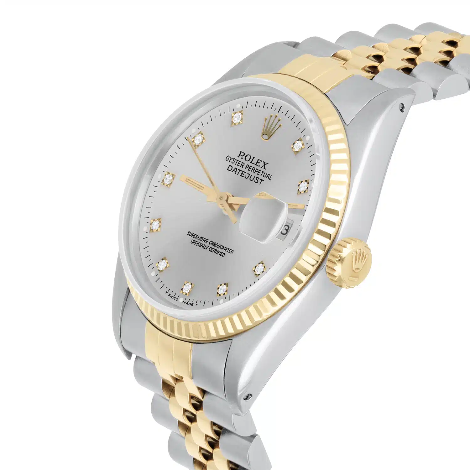 Rolex Datejust 36mm Two Tone 16233 Circa 1992 Very Rare C Series Silver Diamond – image 5