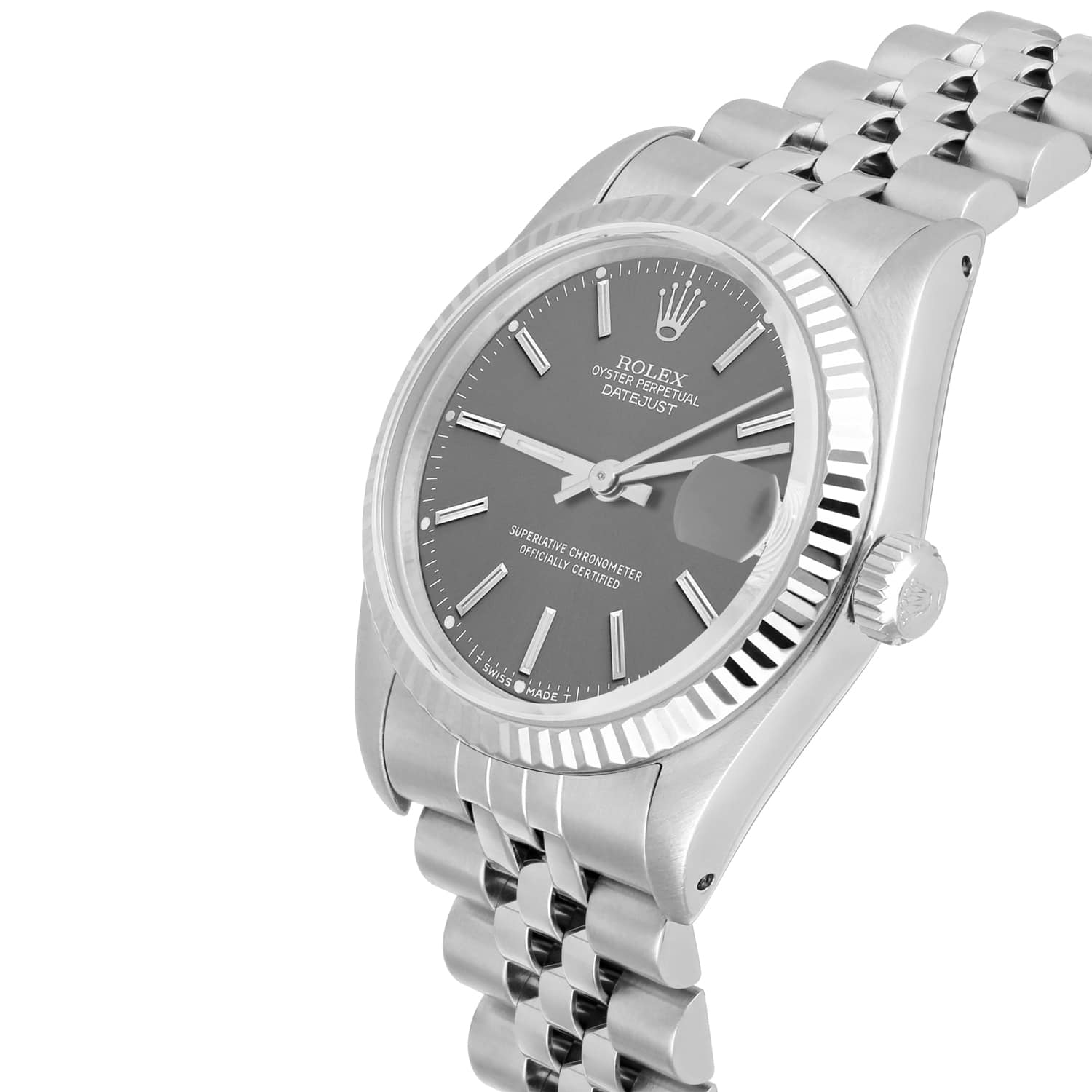 Rolex Datejust 31mm 68274 Grey Dial Stainless Steel Ladies Watch W/G Bezel Circa 1984