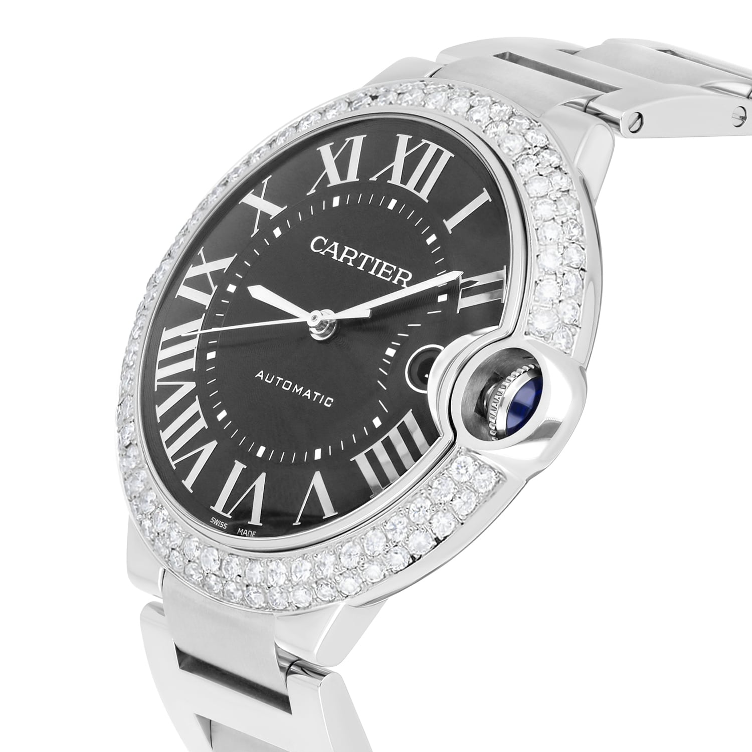 Cartier Ballon Bleu W6920042 Automatic Grey Dial Stainless Steel Diamond Watch