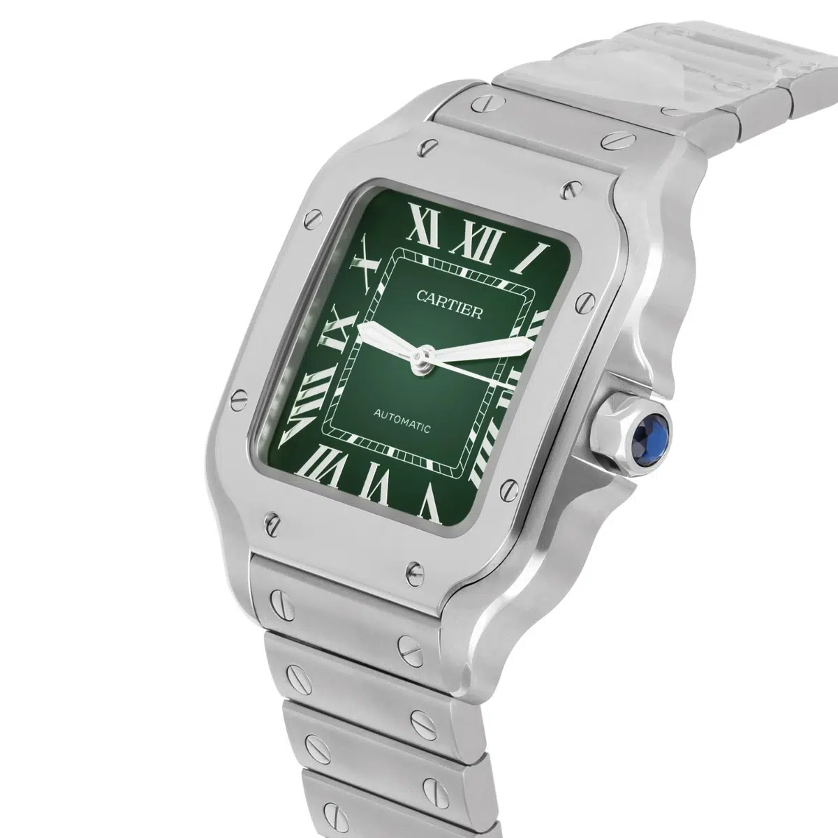 Cartier Santos De Cartier Stainless Stainless Green Dial WSSA0061 Midsize Unworn – image 4