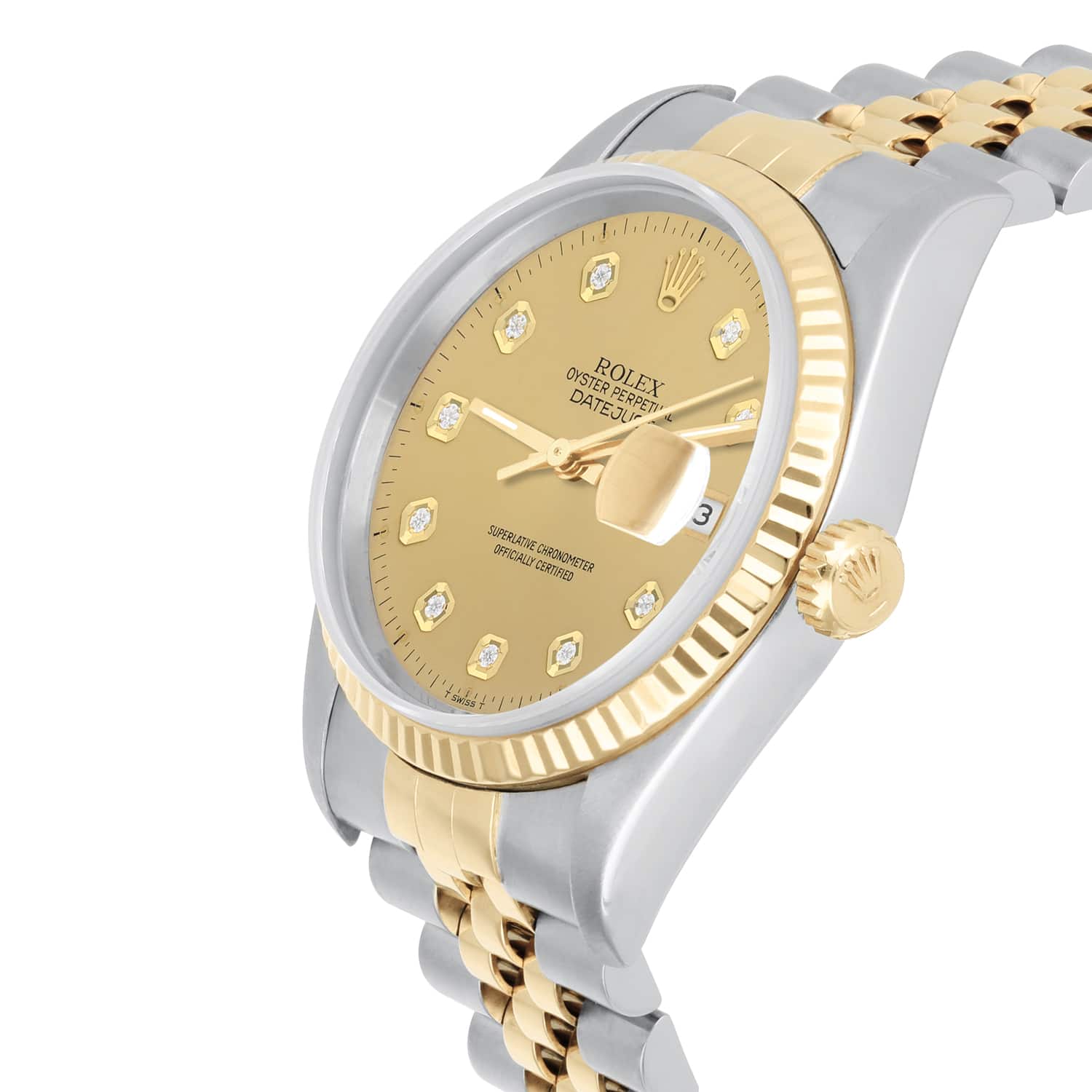 Rolex Datejust 36mm Two Tone Champagne Diamond Dial Jubilee 16233 Circa 1993