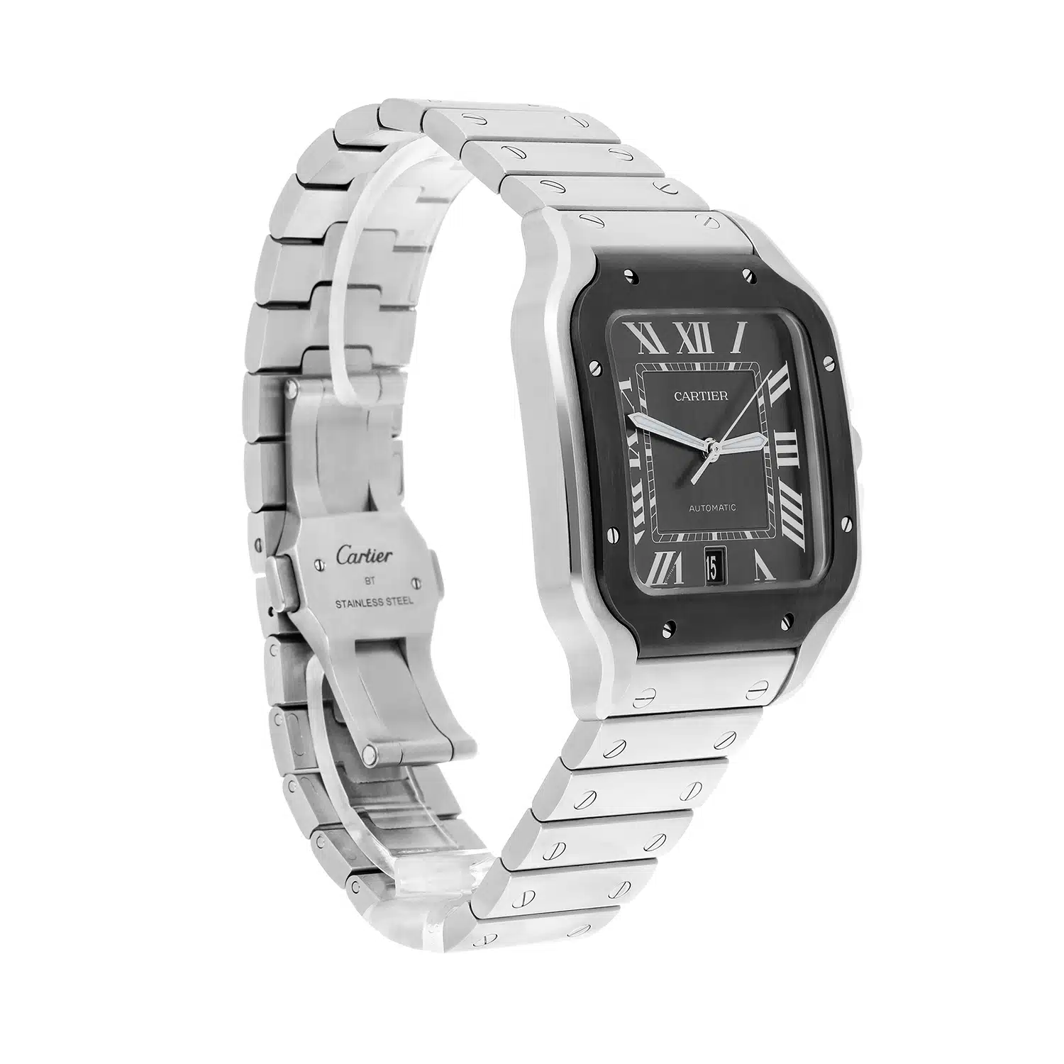Cartier Santos de Cartier Automatic Steel Grey Dial Mens Bracelet Watch WSSA0037 – image 3