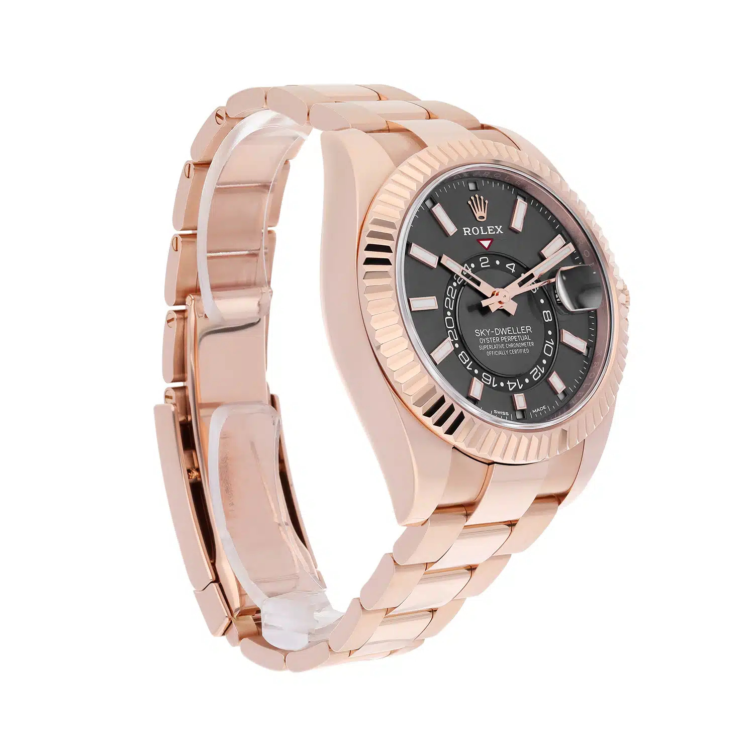 Rolex Sky-Dweller 42mm Everose Gold Watch Rhodium Dial Oyster Bracelet 326935 – image 3