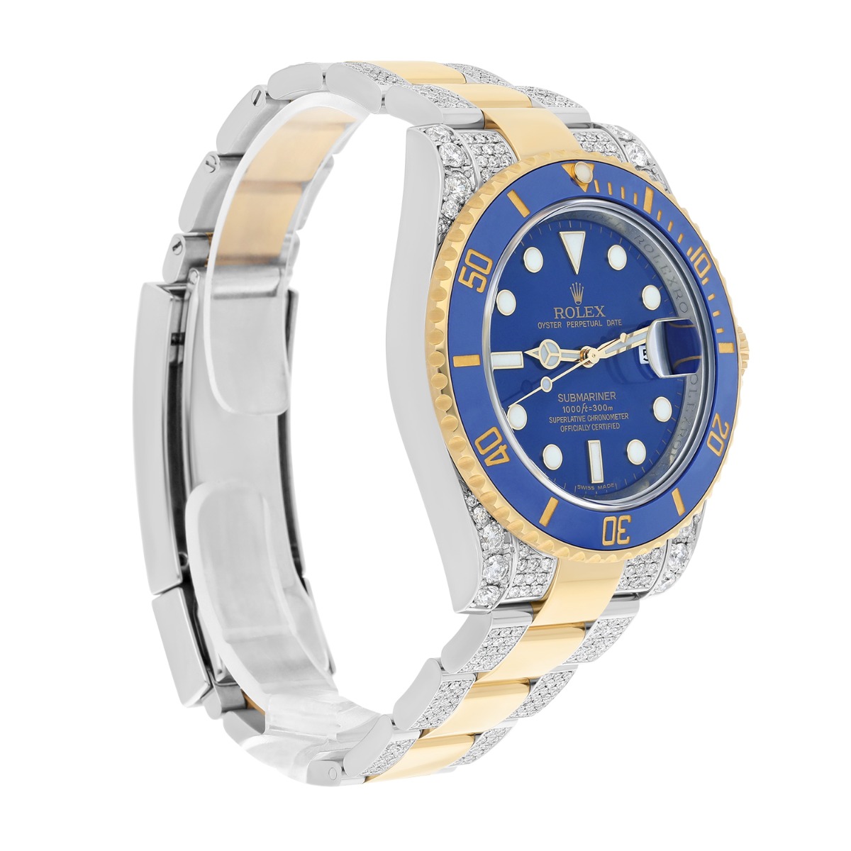 Rolex Submariner 40 mm Blue Dial Two Tone Diamond Men's Watch 116613LB