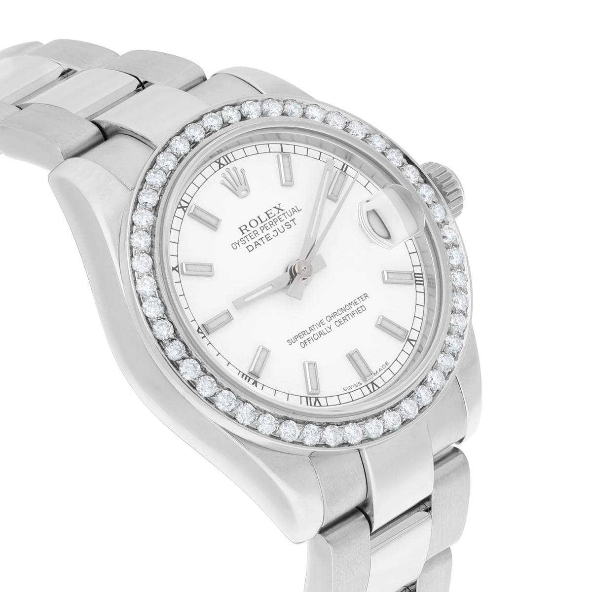 Rolex Lady-Datejust 178240 31mm Stainless Steel White Dial with Diamond Bezel