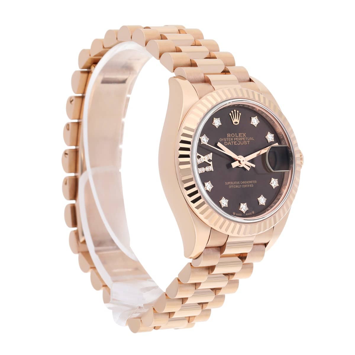 Rolex Lady-Datejust 28mm Everose Gold Women's Watch 279175 Presidential Band
