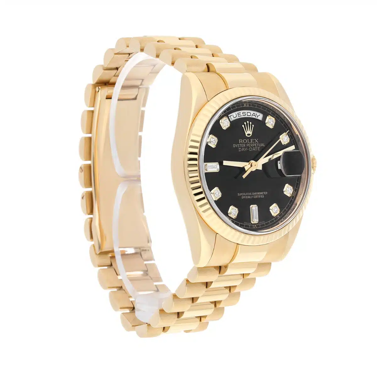 Rolex Day Date 118238-0111 Presidential 36 mm 18K Yellow Gold Black Diamond Dial – image 3