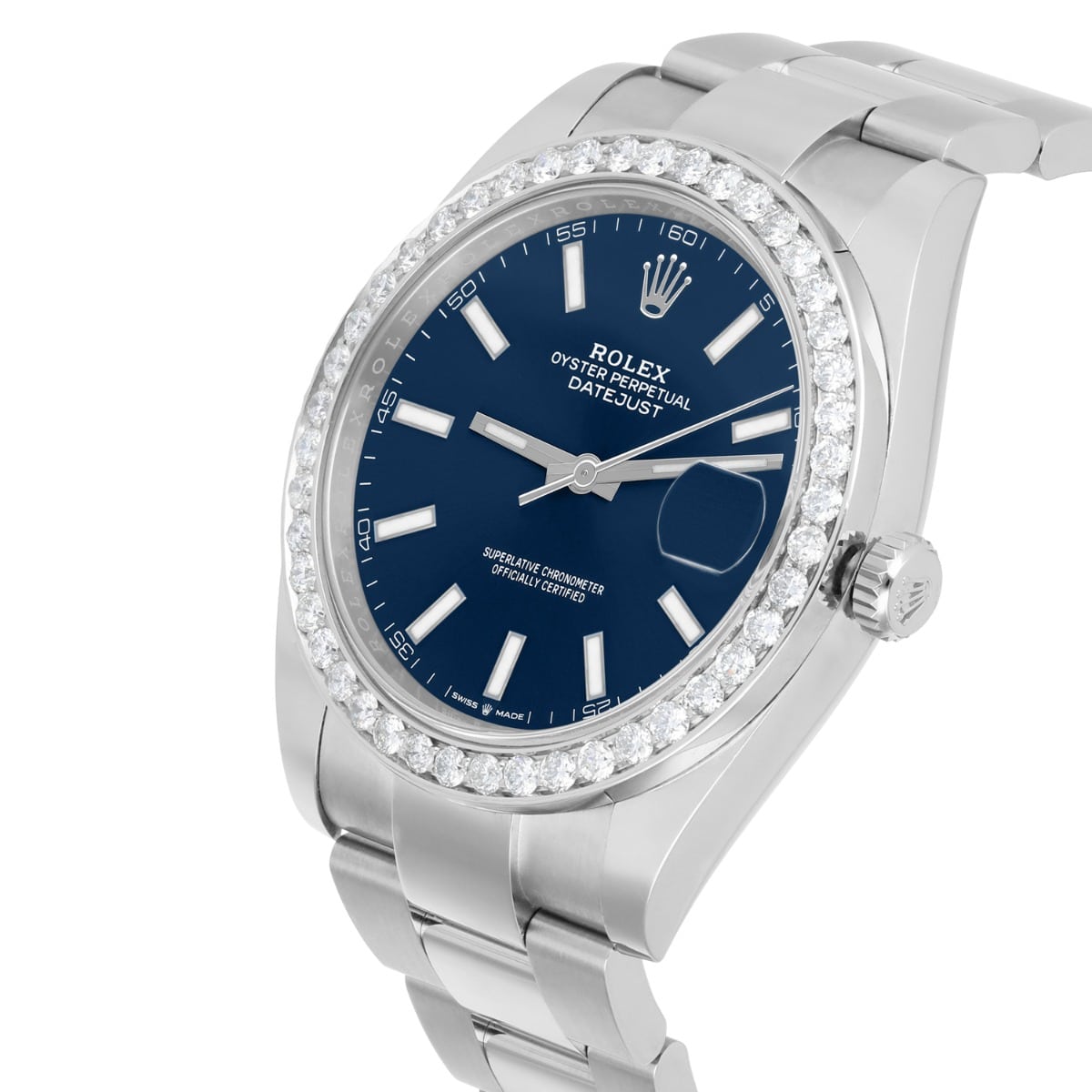 Rolex Datejust 126334 Stainless Steel Oyster 41mm Blue Index Dial Diamond Bezel