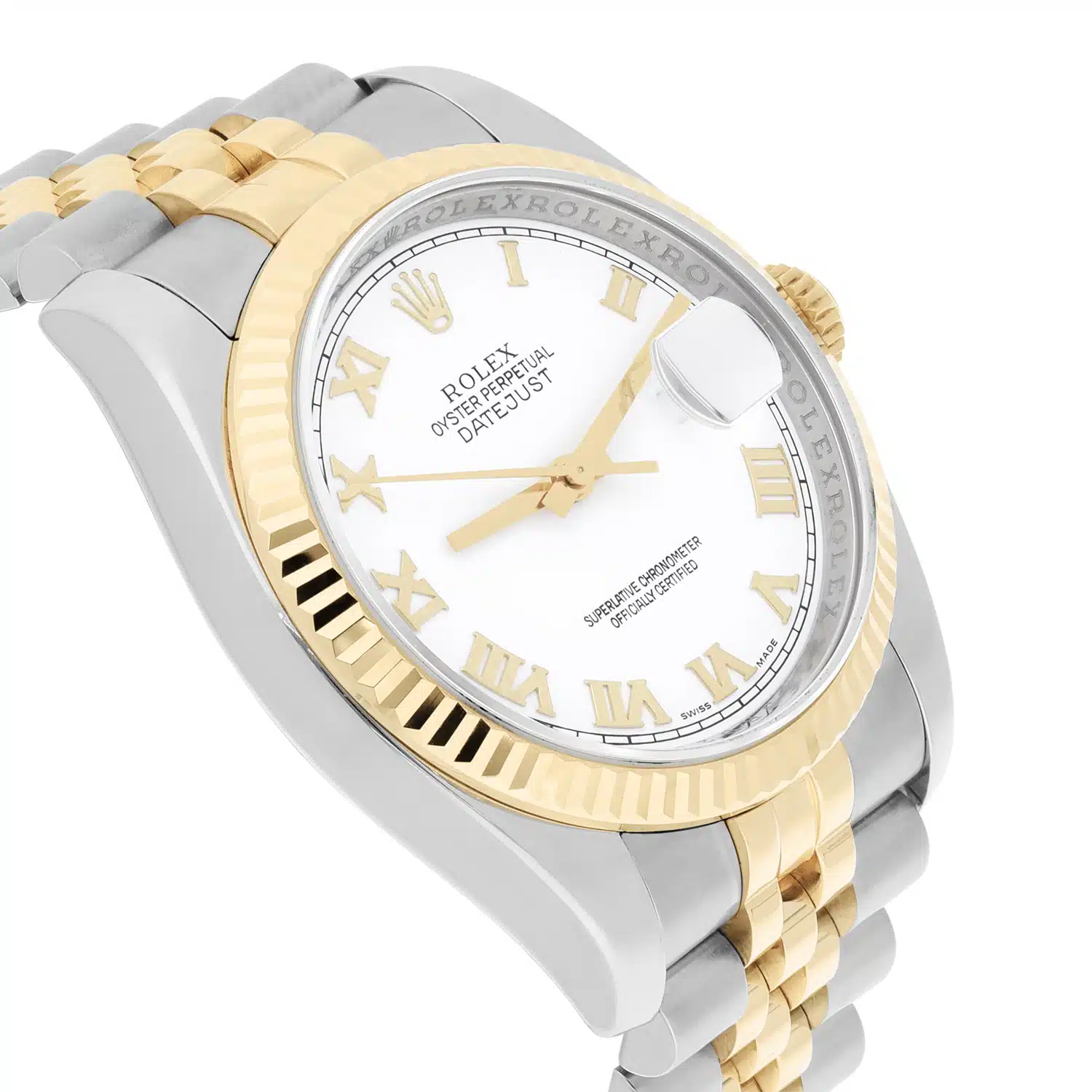 Rolex Datejust 36 116233 White Roman Dial Jubilee Gold & Stainless Steel Watch – image 4