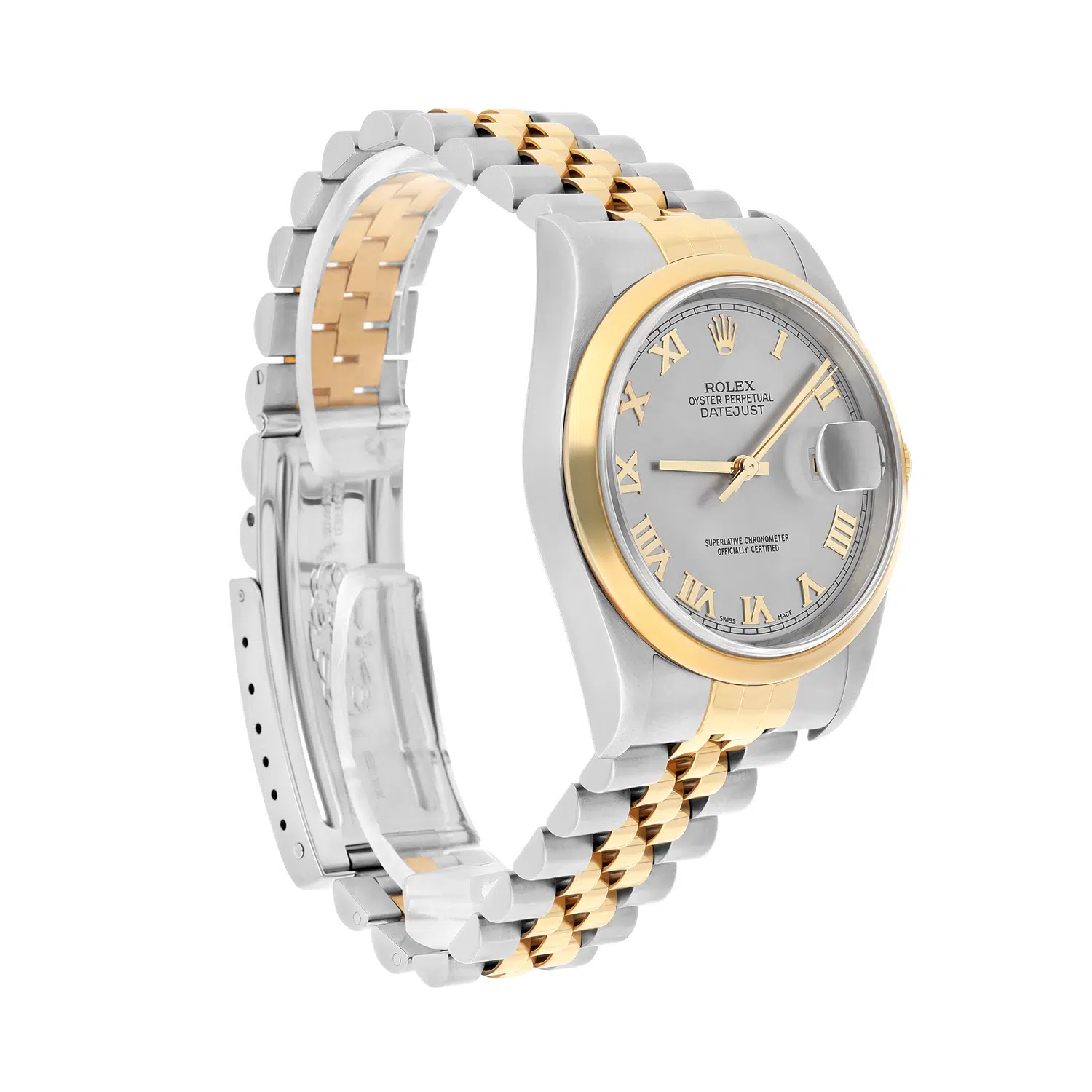 Rolex Datejust 36 Steel & Gold 16203 Silver Roman Jubilee Complete 2003 – image 3