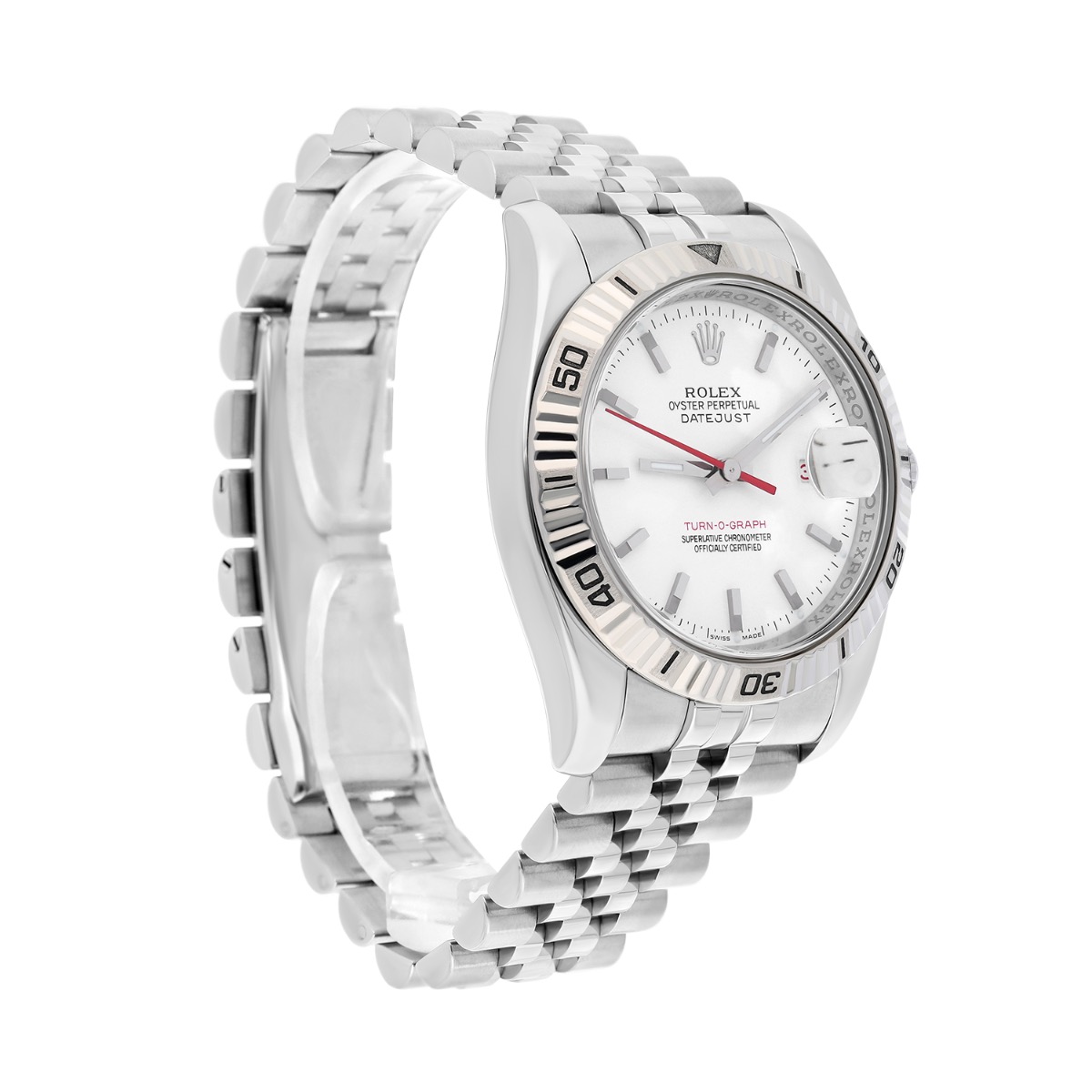 Rolex Datejust Turn-0-Graph 116264 36mm White Gold with White Dial Watch