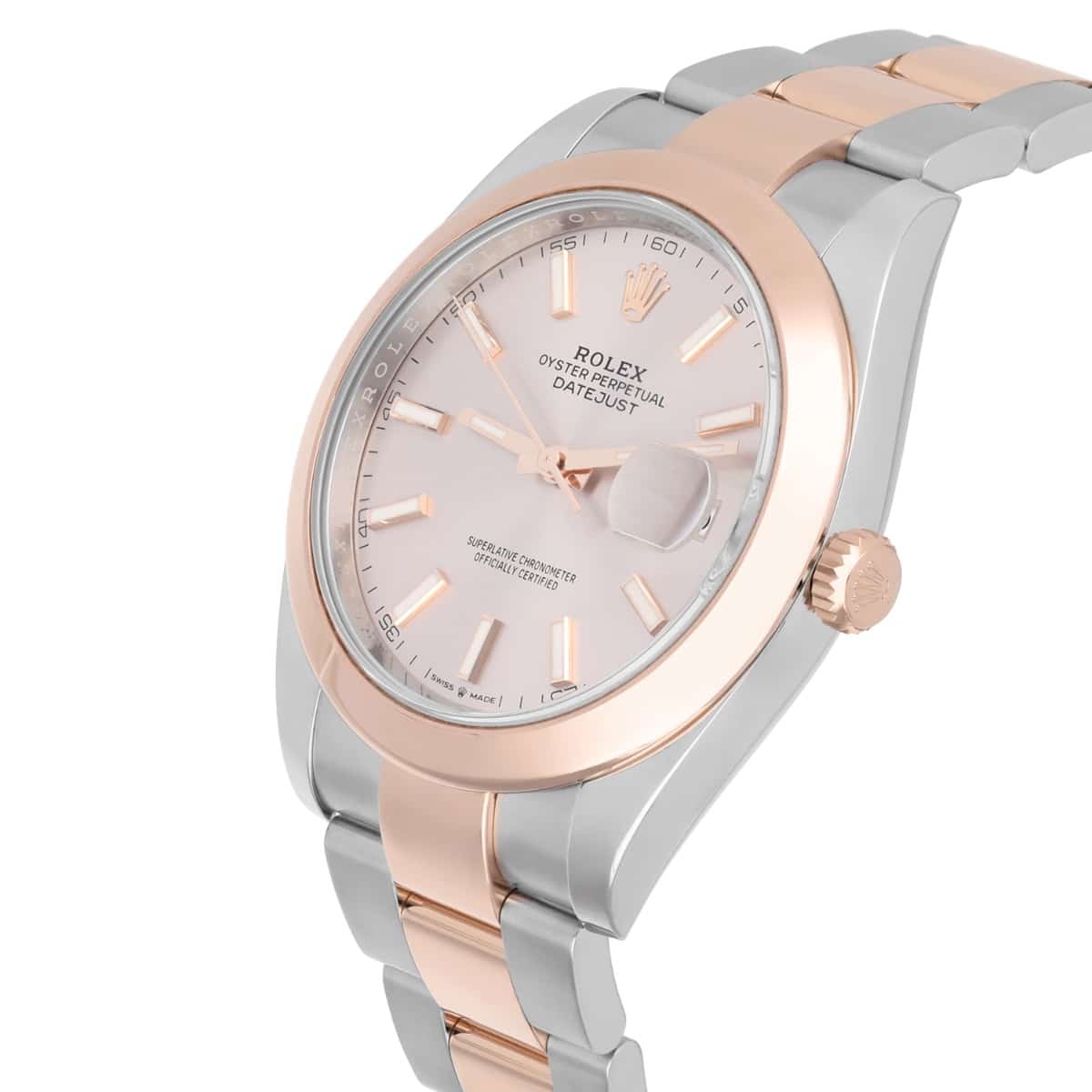 Rolex Datejust 41mm Steel/Everose Gold Mens Watch 126301-0009 Sundust Index Oyster