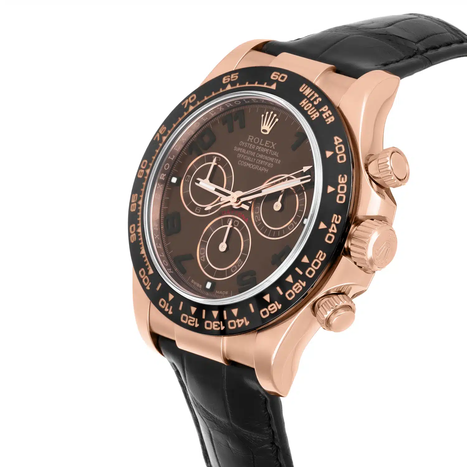Rolex Daytona 116515 40mm Gold Chocolate Arabic Dial Leather Band 18k RoseWatch – image 4