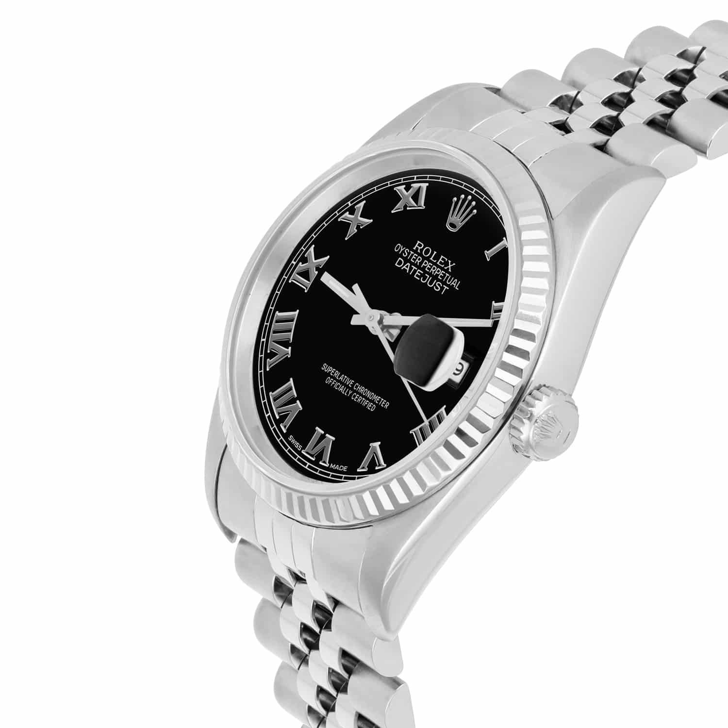 Rolex Datejust 36mm Stainless Steel 16234 Black Roman Dial, Jubilee Circa - 1995