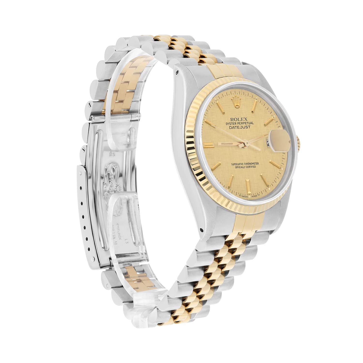 Rolex Datejust 36mm 16013 Two Tone Champagne Linen Dial Jubilee Circa 1981