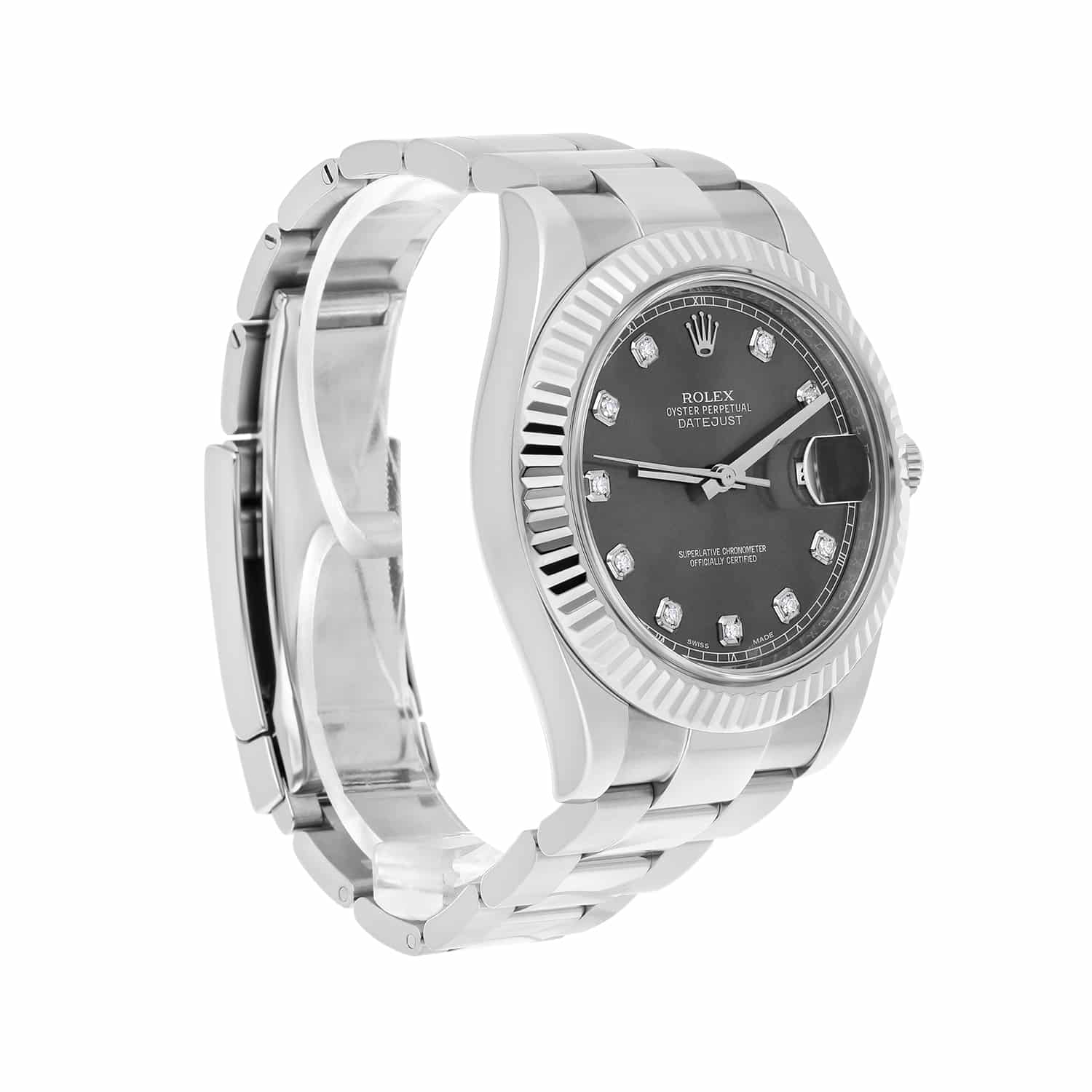 Rolex Datejust II 41mm Steel/18k WG Rhodium Diamond Dial Watch Oyster 116334