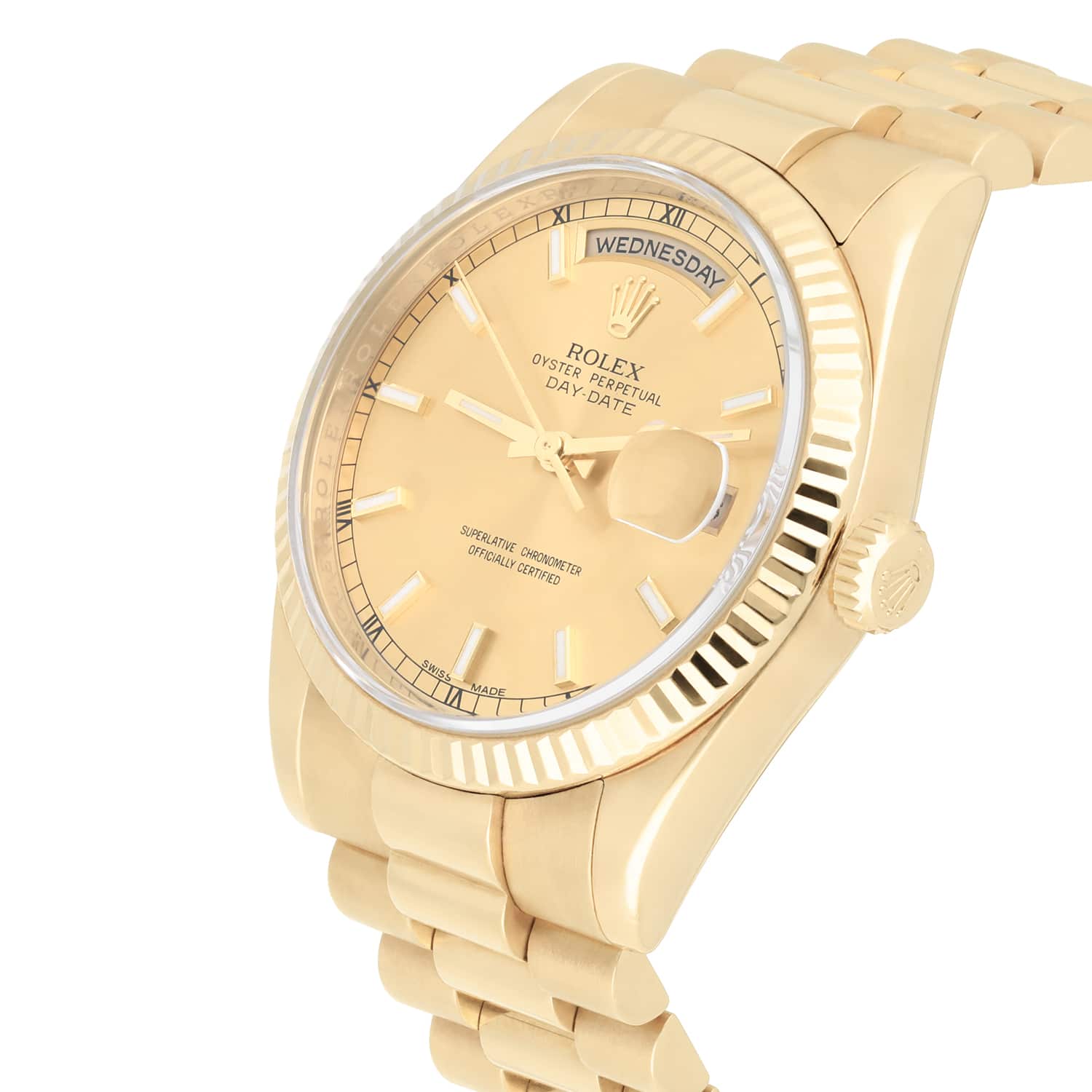 Rolex 18K Yellow Gold 36mm Day-Date President 118238-0103 Engraved Mint Condition