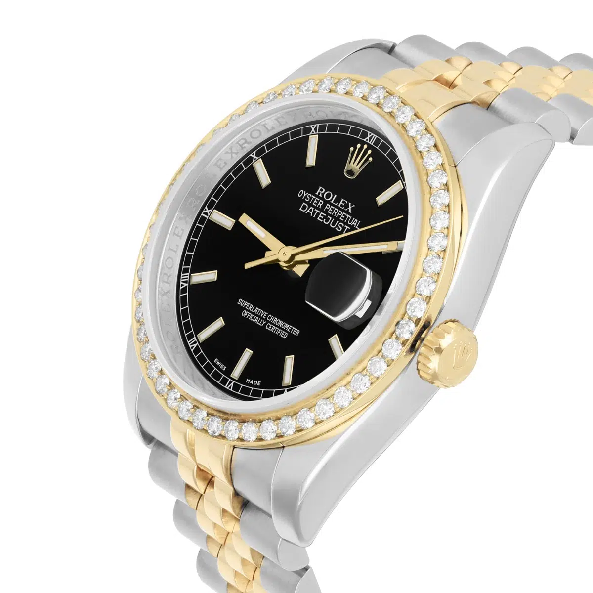 Rolex Datejust 36 2 Tone 116233 Diamond Bezel Black Index Dial Jubilee Band – image 5