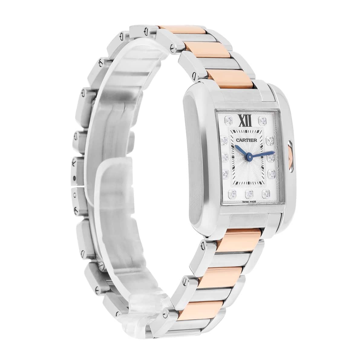 Cartier Tank Anglaise Small Steel/Rose Gold Watch Diamond Dial Ladies WT100024