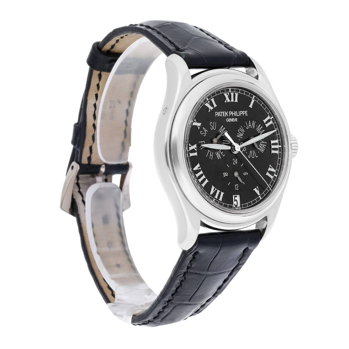 Patek Philippe Complications Annual Calendar White Gold Watch with Leather Band 5035G-010