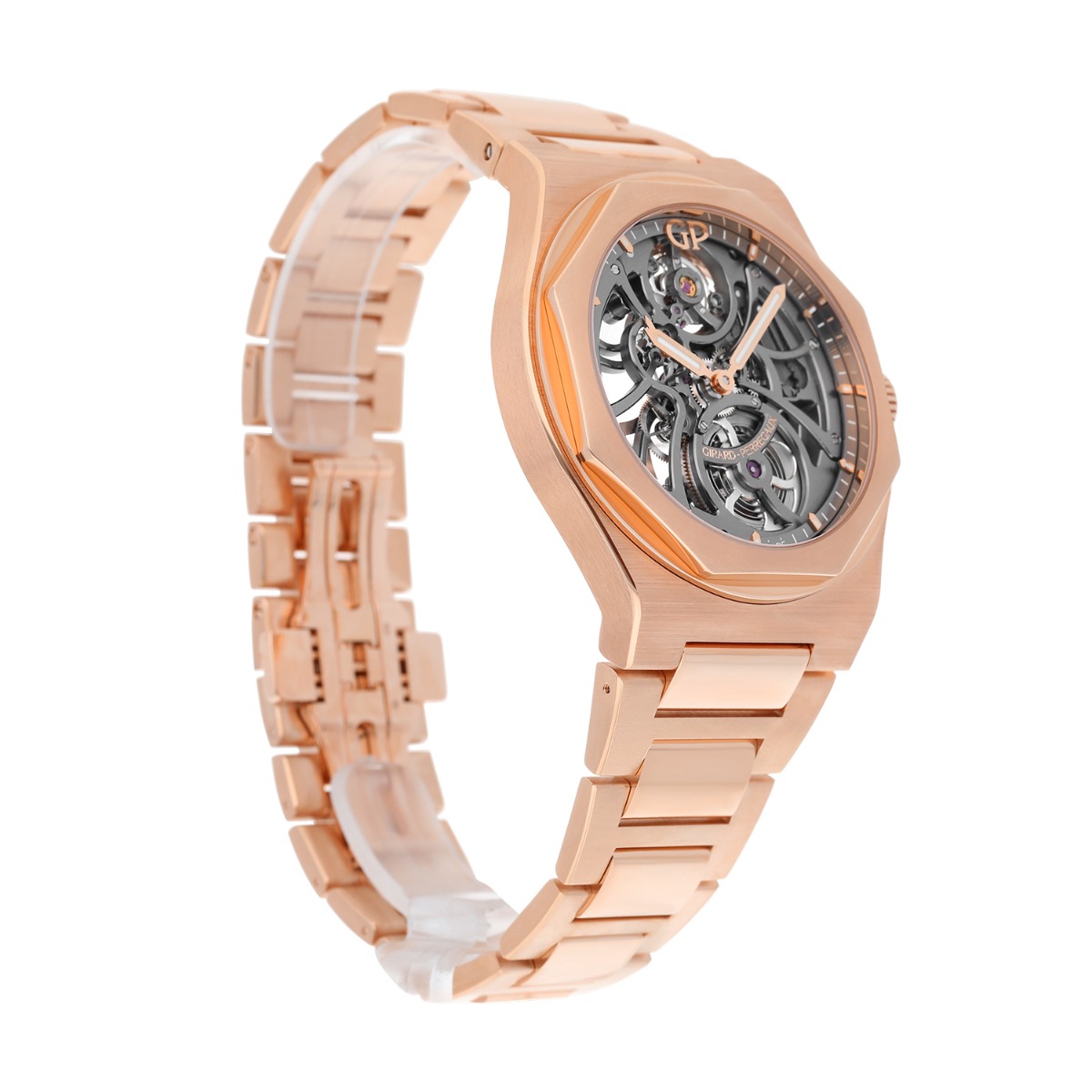 Girard Perregaux Laureato Skeleton Openworked Rose Gold Bracelet 81015 Watch B/P