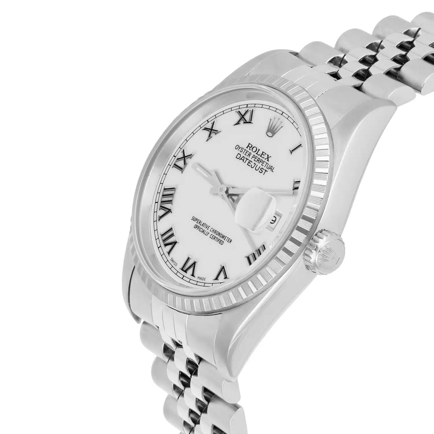 Rolex Datejust 36mm Stainless Steel Watch White Roman Dial 16220 Circa 2000 – image 4