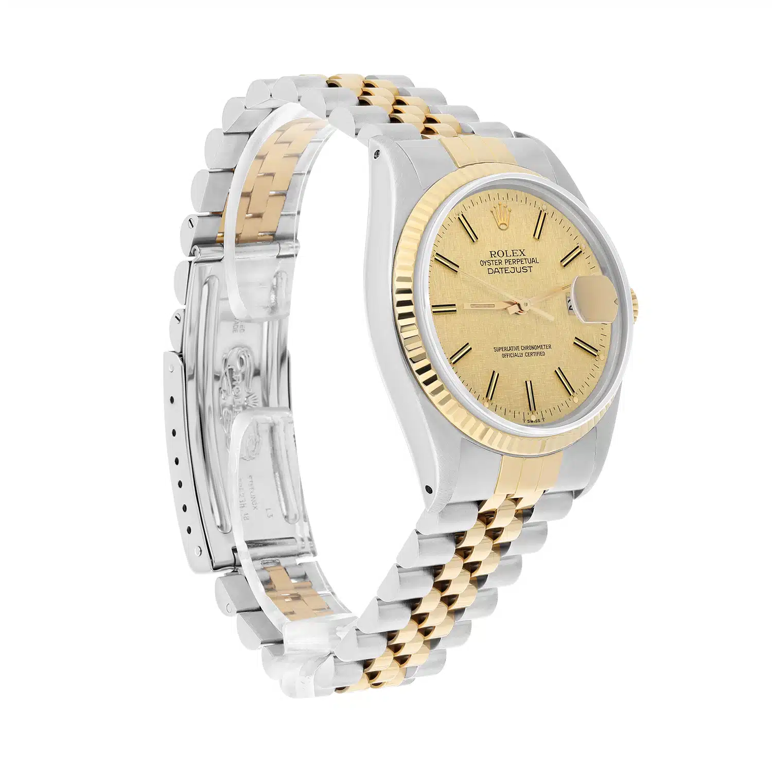 Rolex Datejust 36mm 16013 Two Tone Champagne Linen Dial Jubilee Circa 1986 – image 3