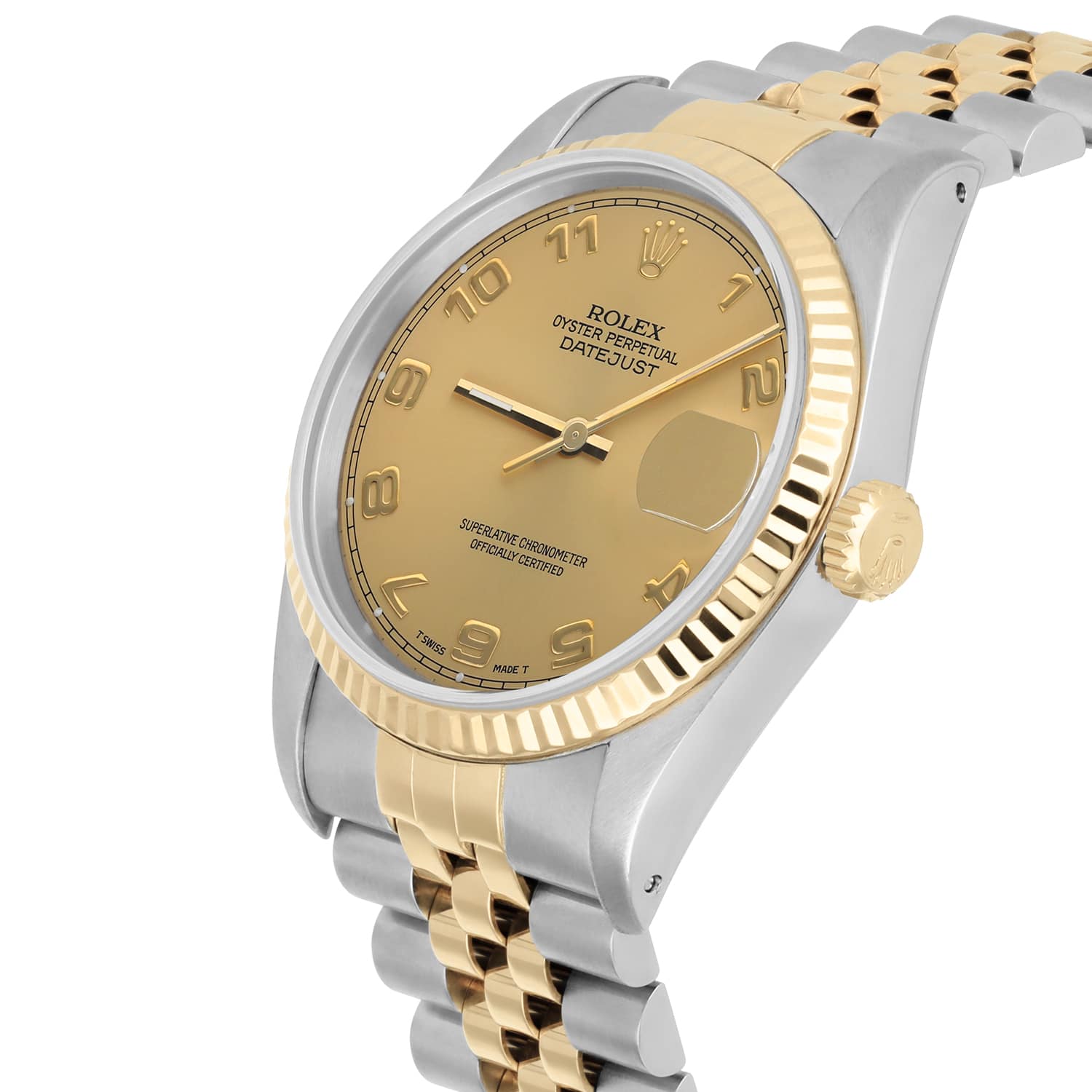 Rolex Datejust 36mm Two Tone Champagne Arabic Dial Jubilee 16233 Circa 1994