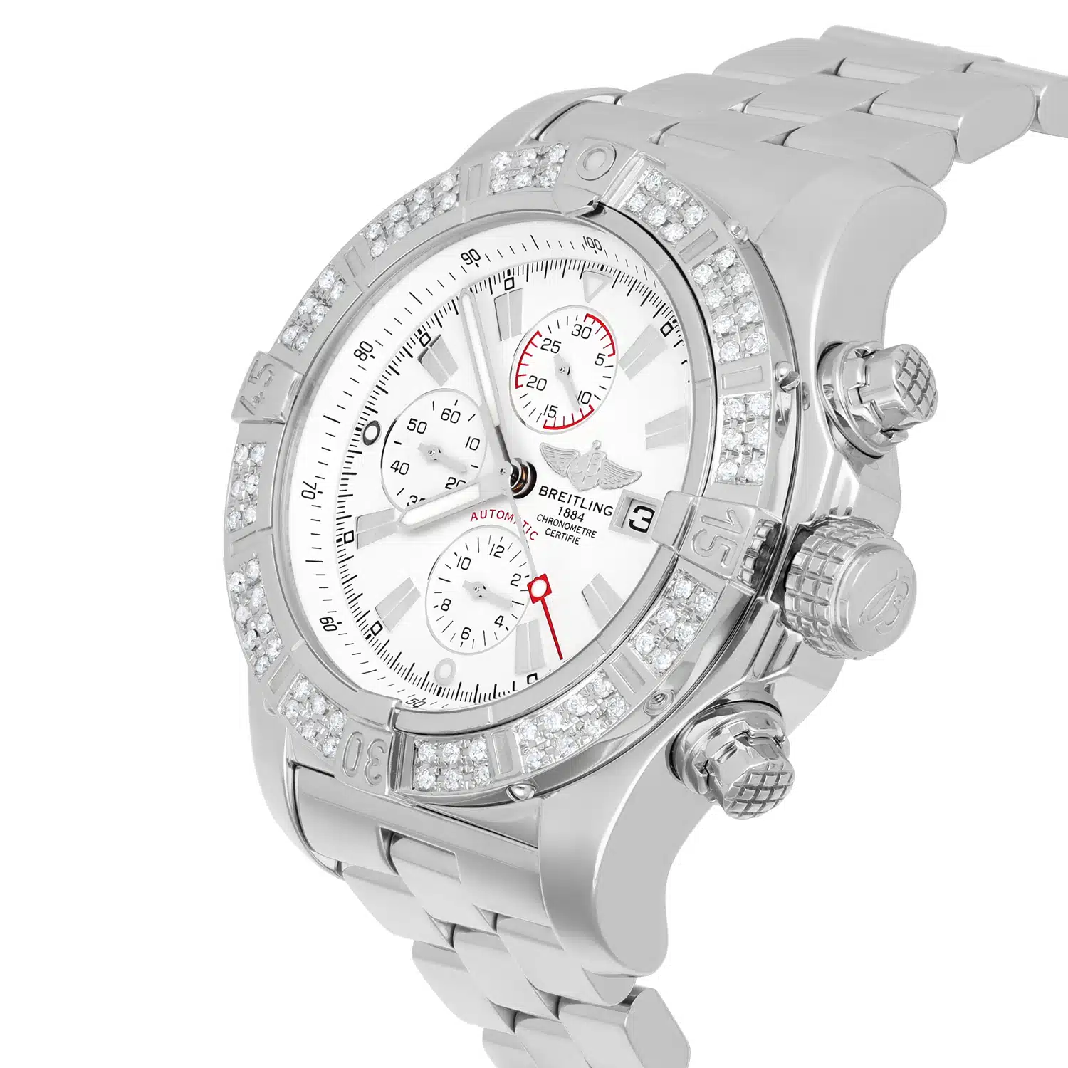 Breitling Super Avenger SS Chronograph White Index 48mm Diamond Bezel A13370 – image 4