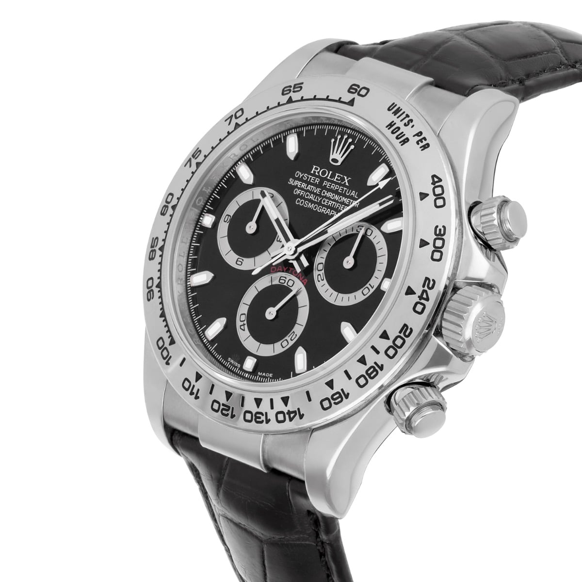 Rolex Cosmograph Daytona 116519 18k White Gold Mens Watch Strap Box Papers