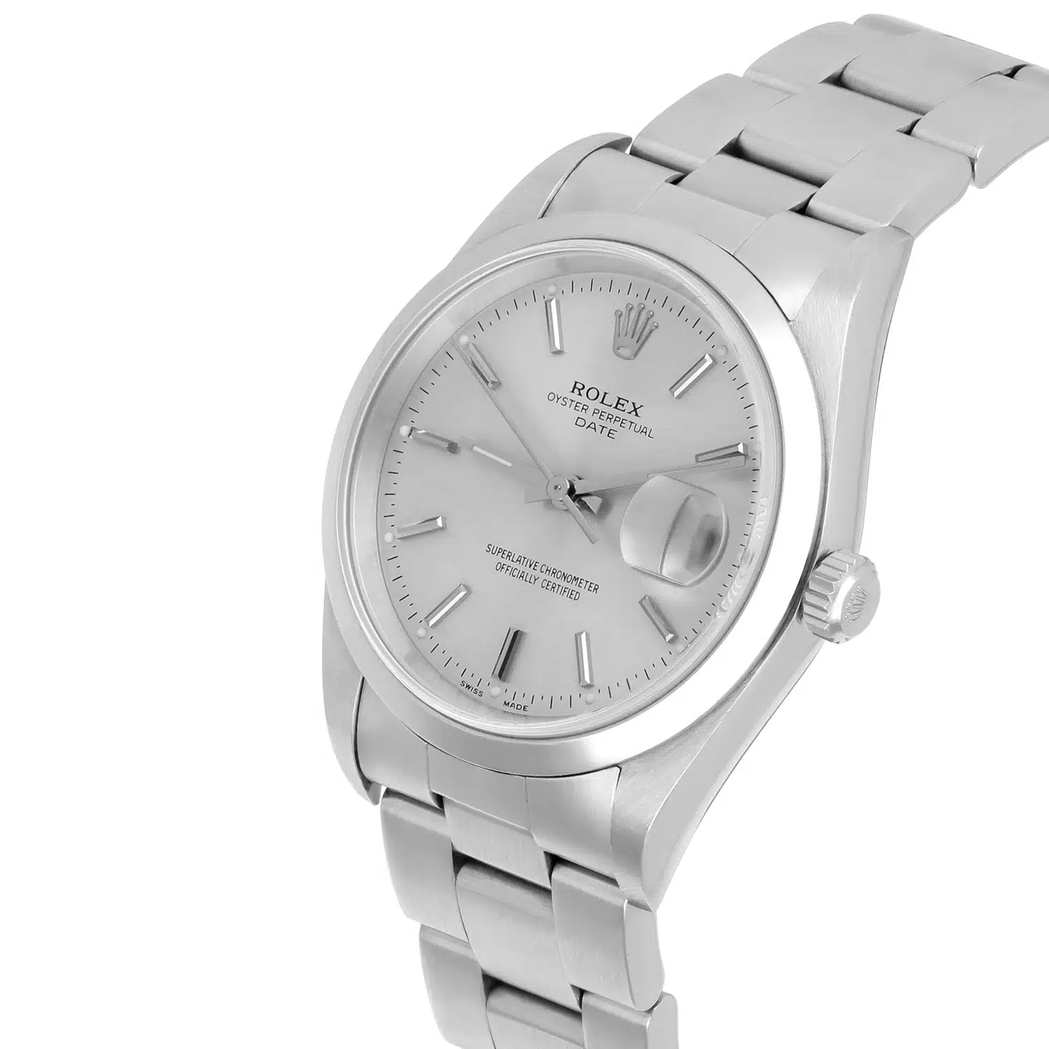 Rolex Date 34mm Stainless Steel Watch Oyster Band Silver Dial Circa 15200 - 1997 – image 3