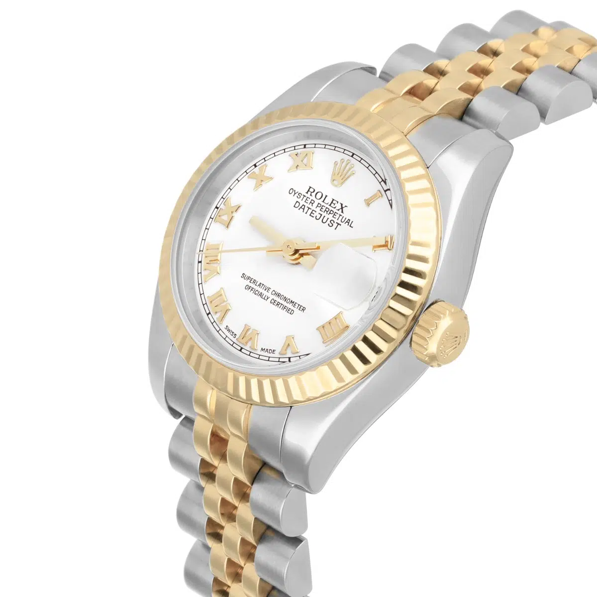 Rolex Datejust 26mm 179173 Two Tone Ladies Watch White Roman Dial Jubilee Band – image 3