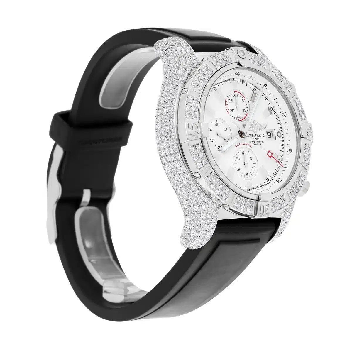 Breitling Super Avenger White Dial A13370 Stainless Steel Custom Diamond Watch – image 6