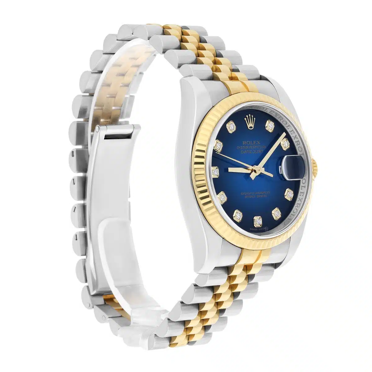 Rolex Datejust 36 Gold/Steel 116233 Blue Diamond Dial Jubilee Watch Box Papers – image 6