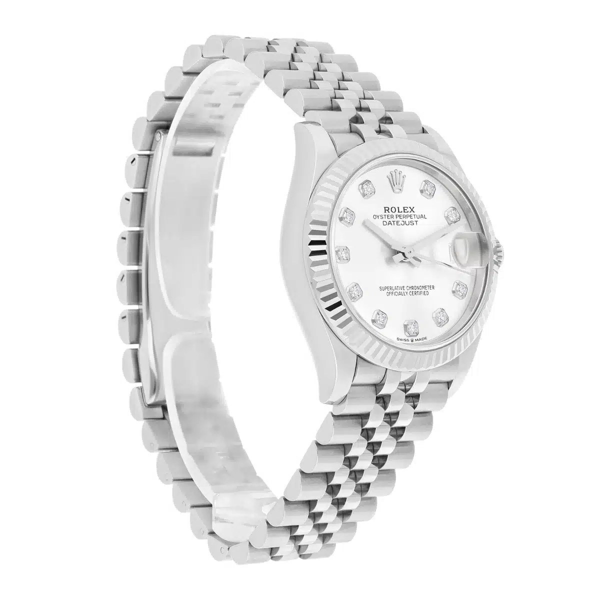 Rolex Datejust Ladies 278274 31mm Silver Diamond Dial Fluted Bezel Jubilee Band – image 6